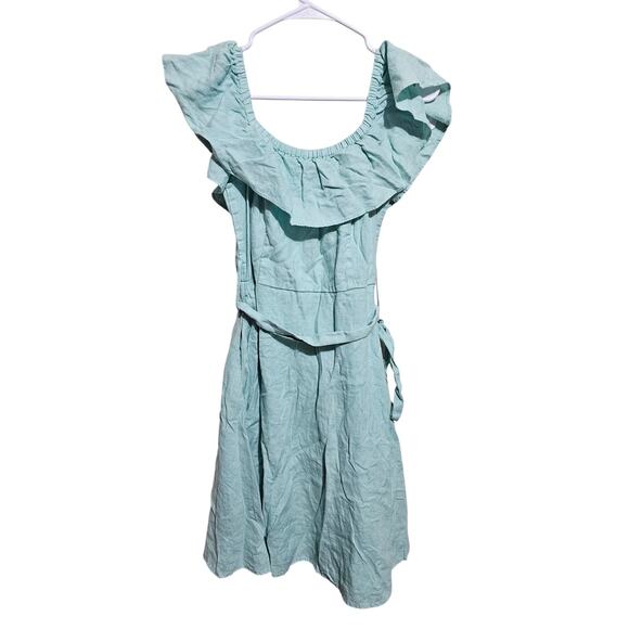 Matty M Dress Womens Flutter Sleeve Size Small Baby Blue w Belt and Pockets(813) - Picture 2 of 4